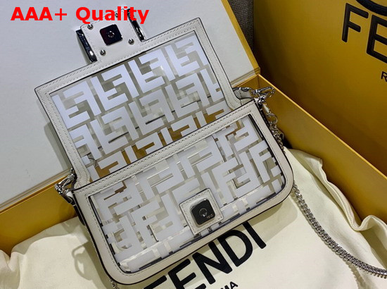 Fendi Mini Baguette Bag in PU with White Printed FF Motif Replica