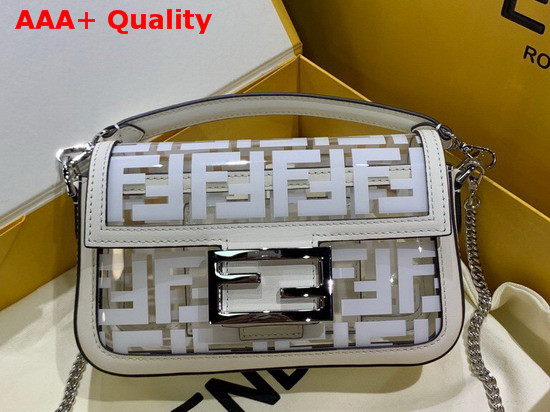 Fendi Mini Baguette Bag in PU with White Printed FF Motif Replica