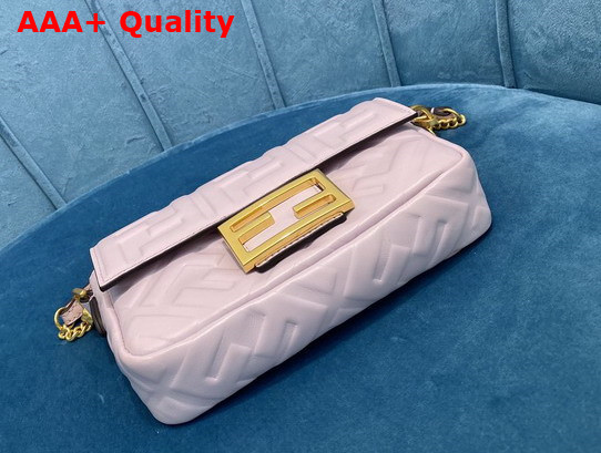 Fendi Mini Baguette Bag in Pink Nappa Leather with Embossed FF Motif Replica