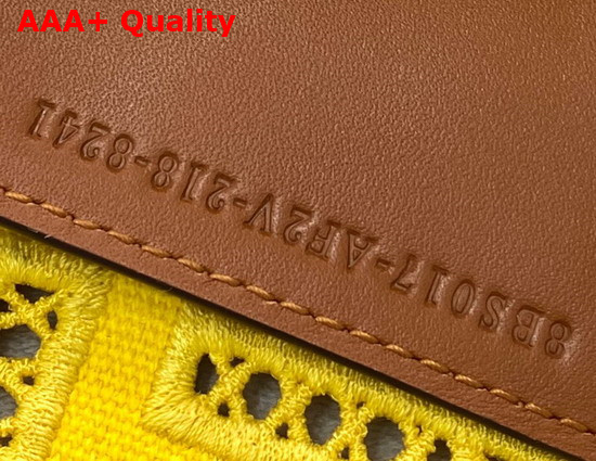 Fendi Mini Baguette Bag in Yellow Canvas with a Jour Embroidered FF Motif Replica