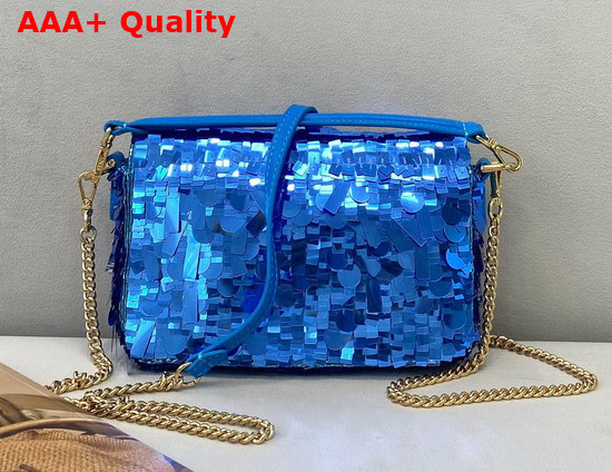 Fendi Mini Baguette Blue Sequined Bag Replica