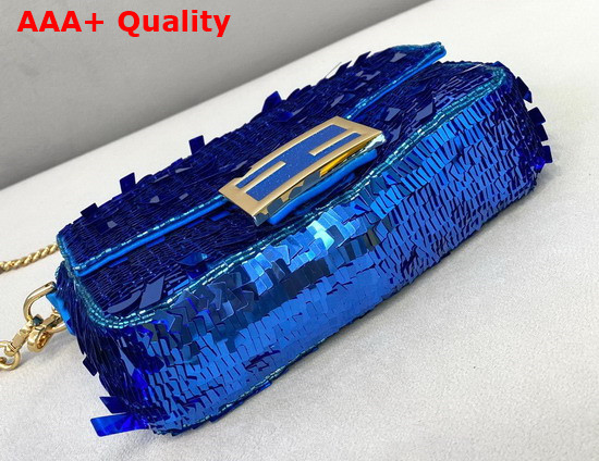 Fendi Mini Baguette Blue Sequined Bag Replica