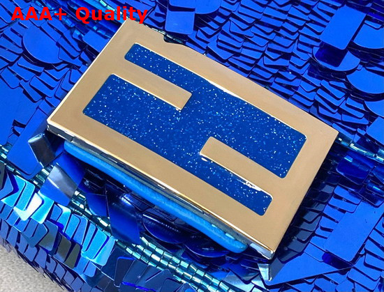 Fendi Mini Baguette Blue Sequined Bag Replica