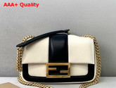 Fendi Mini Baguette Chain Black and White Nappa Leather Bag Replica
