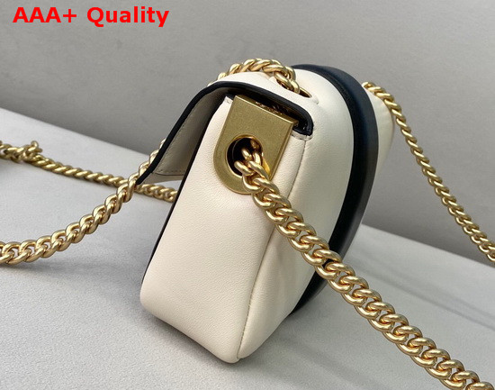 Fendi Mini Baguette Chain Black and White Nappa Leather Bag Replica