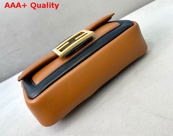 Fendi Mini Baguette Chain Brown and Black Nappa Leather Bag Replica