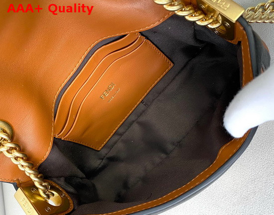 Fendi Mini Baguette Chain Brown and Black Nappa Leather Bag Replica