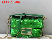 Fendi Mini Baguette Green Sequined Bag Replica