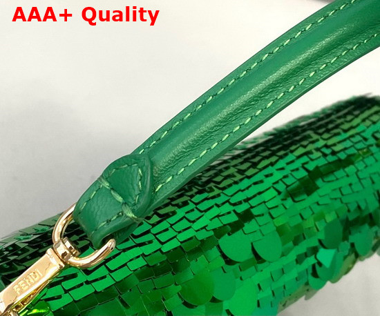 Fendi Mini Baguette Green Sequined Bag Replica