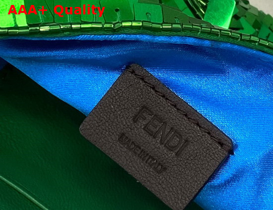 Fendi Mini Baguette Green Sequined Bag Replica