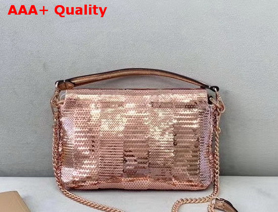 Fendi Mini Baguette Pink Sequin Mini Bag Replica