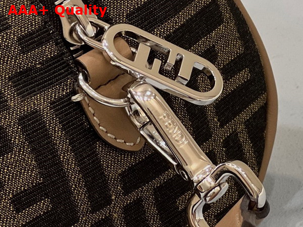 Fendi Mini Bowling Bag Made of Fabric with Jacquard FF Motif and Beige Leather Replica