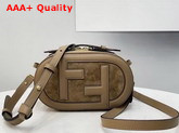 Fendi Mini Camera Case Beige Leather and Suede Mini Bag Replica