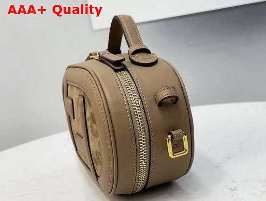 Fendi Mini Camera Case Beige Leather and Suede Mini Bag Replica