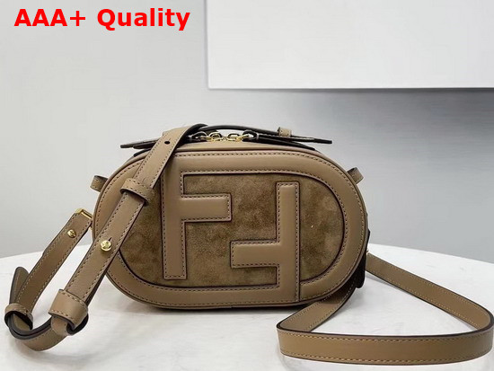 Fendi Mini Camera Case Beige Leather and Suede Mini Bag Replica