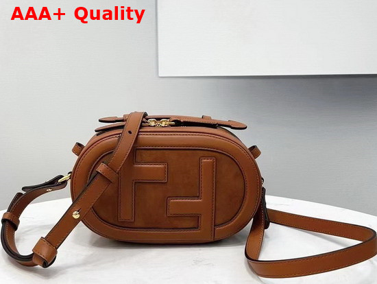 Fendi Mini Camera Case Brown Leather and Suede Mini Bag Replica