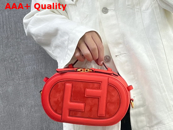 Fendi Mini Camera Case Red Leather and Suede Mini Bag Replica