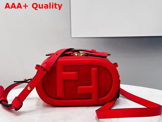 Fendi Mini Camera Case Red Leather and Suede Mini Bag Replica