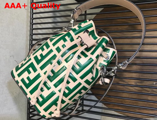Fendi Mini Mon Tresor Bucket Bag Green Iconic FF Pattern Replica