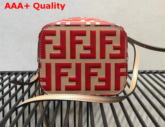 Fendi Mini Mon Tresor Bucket Bag in Beige with Red FF Pattern Replica