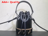 Fendi Mini Mon Tresor Bucket Bag in Black Calfskin with Contrasting FF Motif Replica