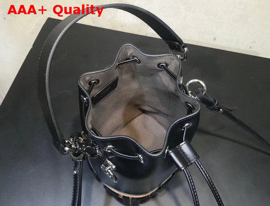 Fendi Mini Mon Tresor Bucket Bag in Black Calfskin with Contrasting FF Motif Replica