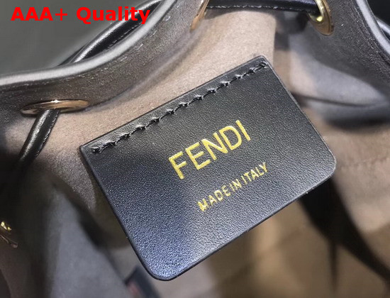 Fendi Mini Mon Tresor Bucket Bag in Black Calfskin with Raised Iconic FF Pattern Replica