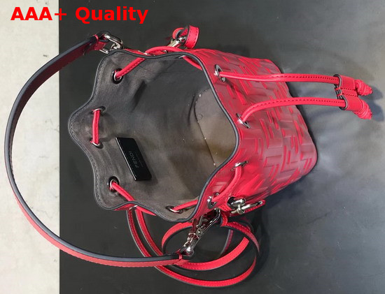 Fendi Mini Mon Tresor Bucket Bag in Red Calfskin with Raised FF Pattern Replica
