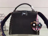 Fendi Mini Peekaboo Asphalt Grey Selleria Handbag Roman Leather For Sale