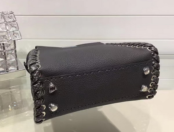 Fendi Mini Peekaboo Asphalt Grey Selleria Handbag Roman Leather For Sale