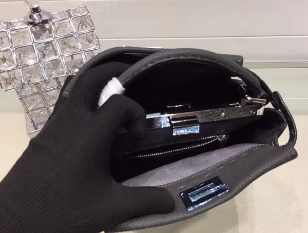 Fendi Mini Peekaboo Asphalt Grey Selleria Handbag Roman Leather For Sale