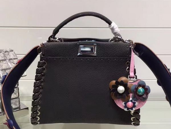 Fendi Mini Peekaboo Asphalt Grey Selleria Handbag Roman Leather For Sale