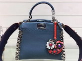 Fendi Mini Peekaboo Blue Selleria Handbag Roman Leather For Sale