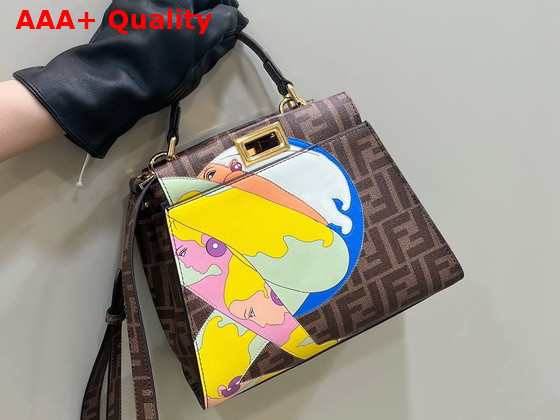 Fendi Mini Peekaboo FF Glazed Fabric Bag with Inlay Replica