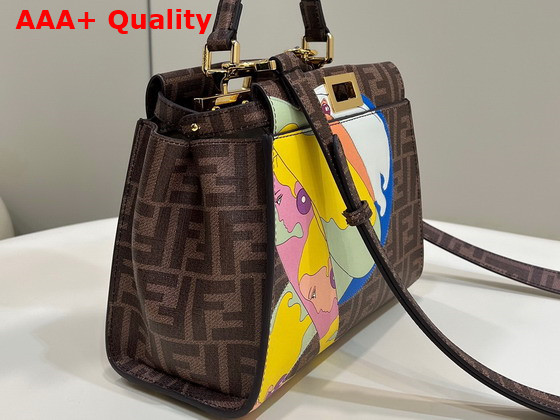 Fendi Mini Peekaboo FF Glazed Fabric Bag with Inlay Replica