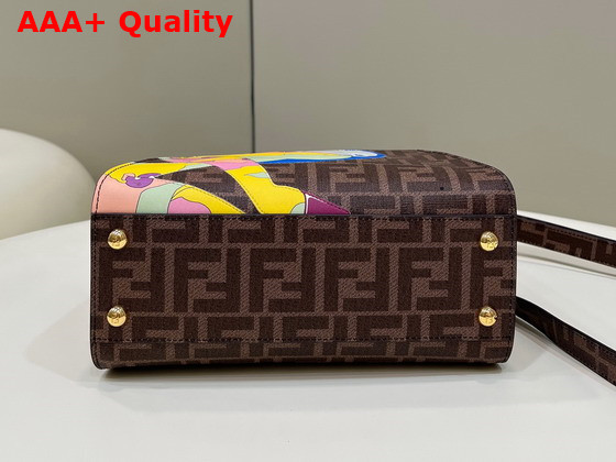 Fendi Mini Peekaboo FF Glazed Fabric Bag with Inlay Replica