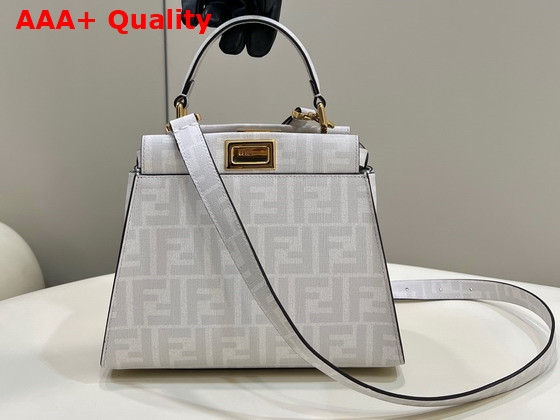 Fendi Mini Peekaboo FF White Glazed Fabric Bag with Inlay Replica