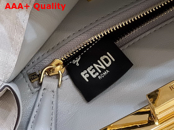 Fendi Mini Peekaboo FF White Glazed Fabric Bag with Inlay Replica