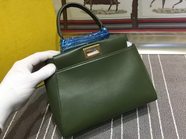 Fendi Mini Peekaboo Green Leather Handbag for Sale