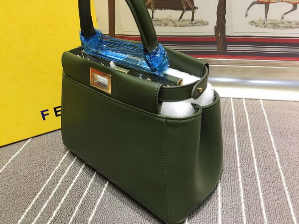 Fendi Mini Peekaboo Green Leather Handbag for Sale