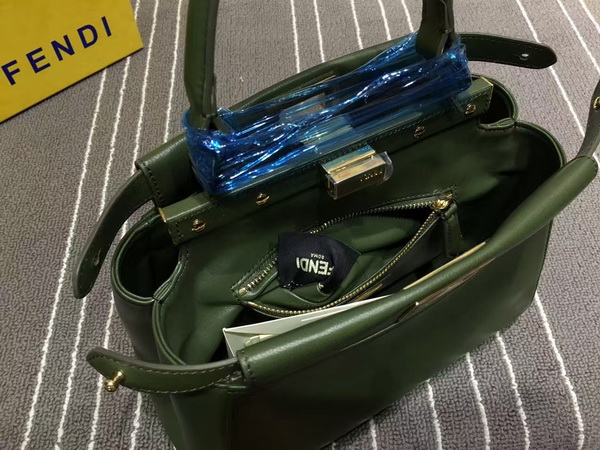 Fendi Mini Peekaboo Green Leather Handbag for Sale