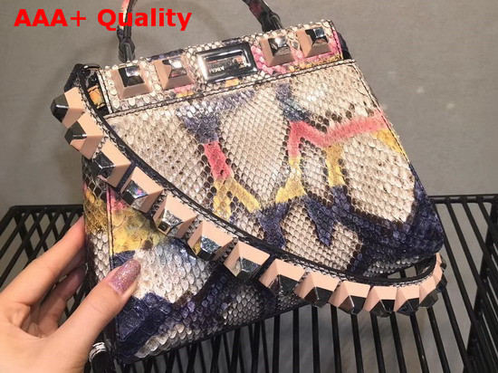 Fendi Mini Peekaboo Handbag Printed Python Replica
