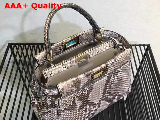 Fendi Mini Peekaboo Handbag White Python Replica