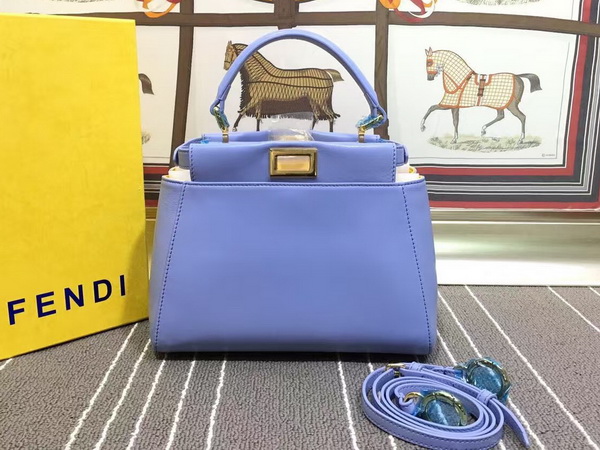 Fendi Mini Peekaboo Handbag in Blue Nappa for Sale