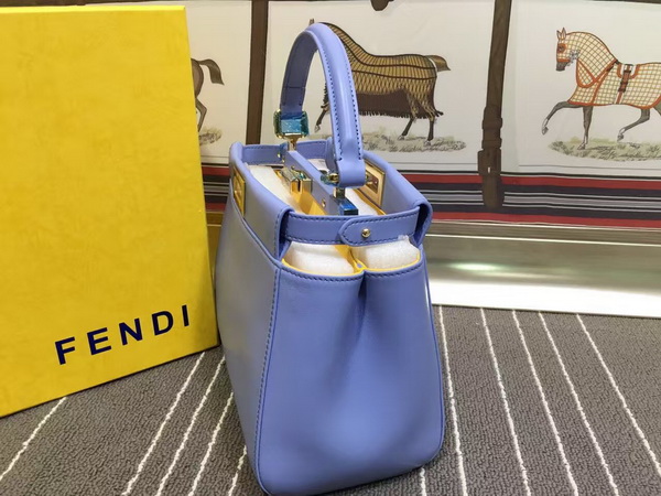 Fendi Mini Peekaboo Handbag in Blue Nappa for Sale