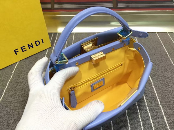 Fendi Mini Peekaboo Handbag in Blue Nappa for Sale