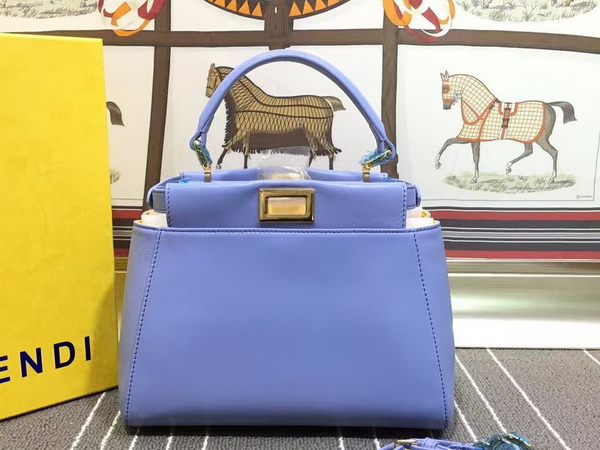 Fendi Mini Peekaboo Handbag in Blue Nappa for Sale