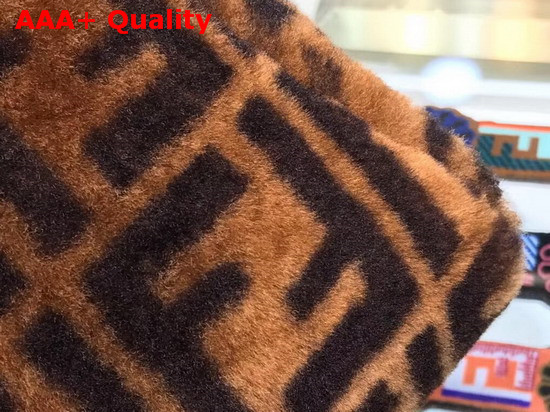 Fendi Mini Peekaboo Handbag in Brown Sheepskin with FF Motif Replica
