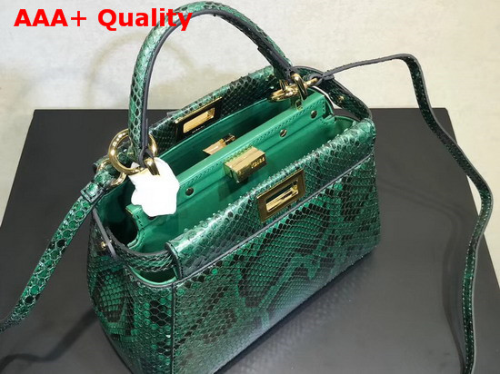 Fendi Mini Peekaboo Handbag in Green Python Replica
