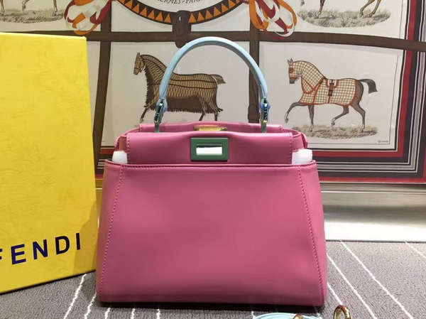 Fendi Mini Peekaboo Handbag in Pink Nappa Leather for Sale